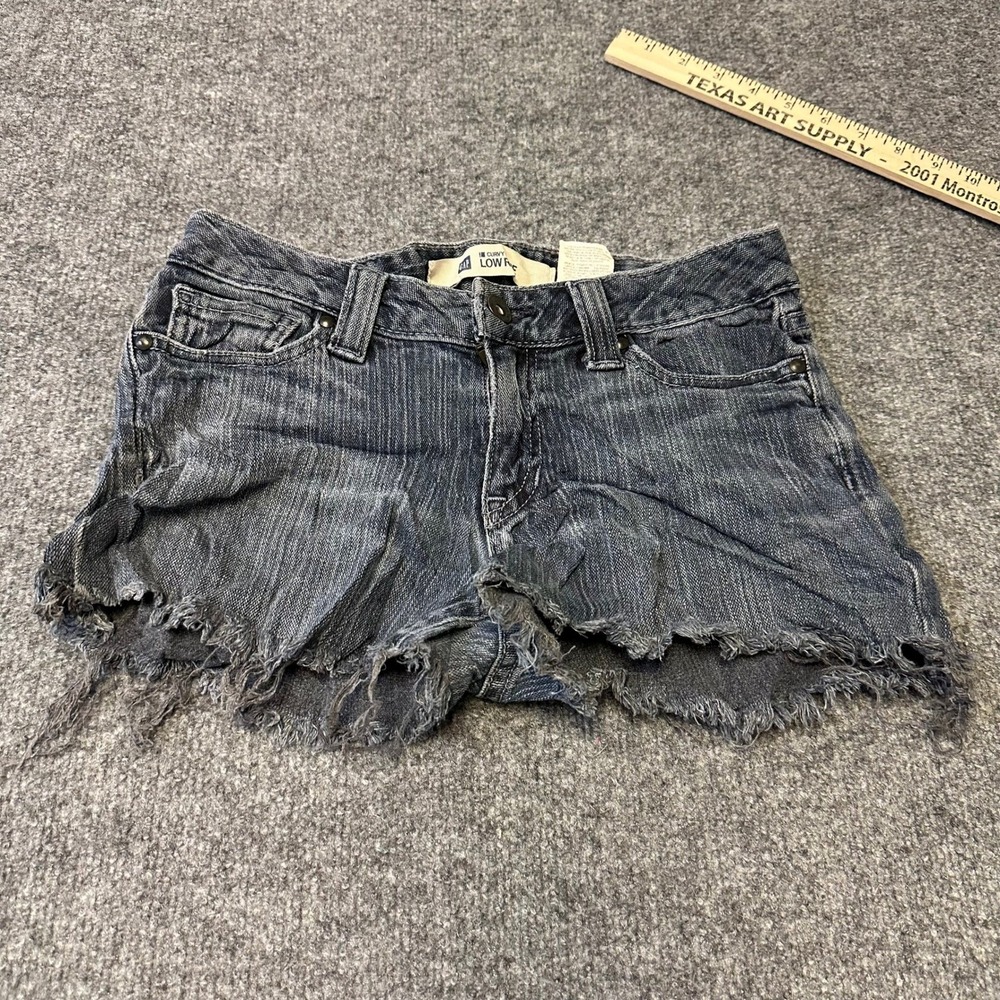 Gap Denim Shorts Womens Size 2 Blue Low Rise Curvy Raw Hem Cutoff Made in USA
